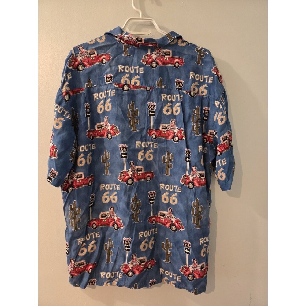 Barnfly Men Shirt Short Sleeves Medium Blue Road 66 Pre-Owned - Picture 3 of 7
